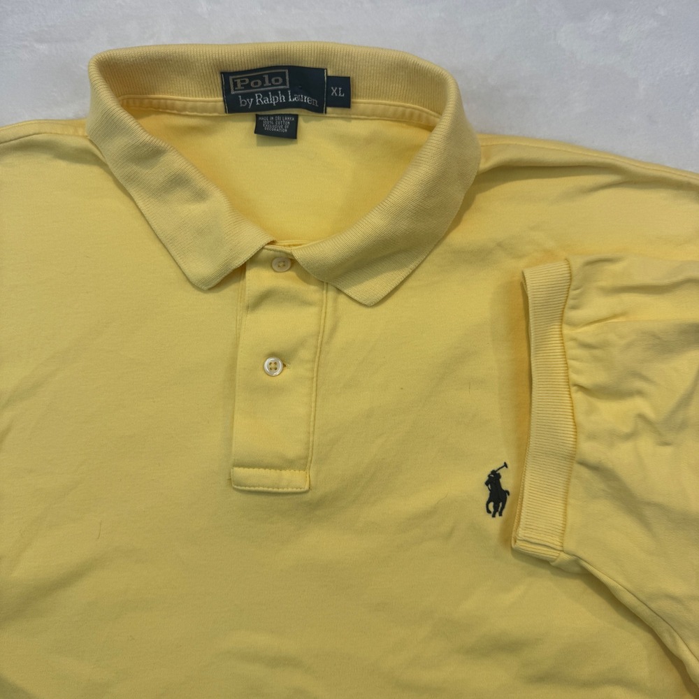 Polo Ralph Lauren Mens XL Yellow Short Sleeve Cotton Pique Pony Logo Polo Shirt
